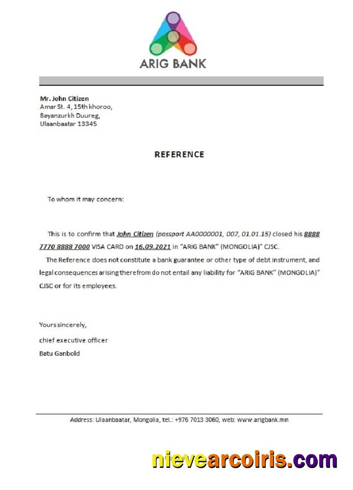 Mongolia Arig bank closure reference